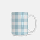 Light Blue Gingham Mug Deluxe 15oz.